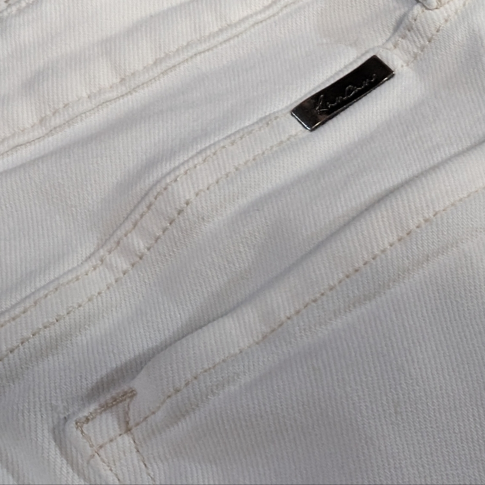 Kancan 9/28 white stretch denim raw hem ankle straight loose fit comfy‎ jeans - Picture 5 of 7